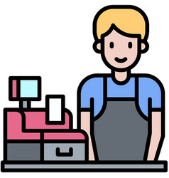 Male Cashier Icon Coffee Shop Related