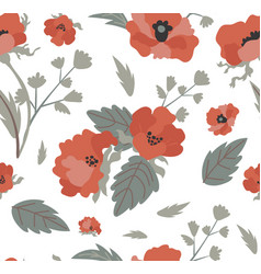 Red Poppies Floral Seamless Pattern