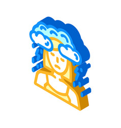 Unhappy Person Stress Headache Isometric Icon