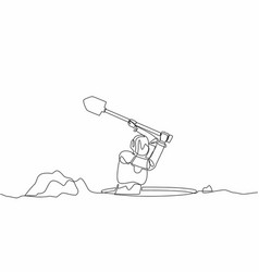 Continuous One Line Drawing Robot Digging In Dirt