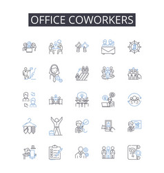 Office Coworkers Line Icons Collection Inspection