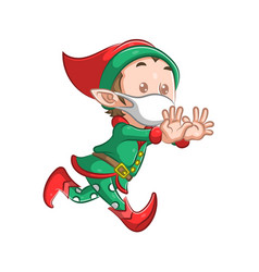 Little Elf Boy With Red Shoes Is Running