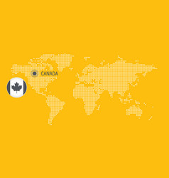 Canada Flag Icon Dotted World Map Infographic