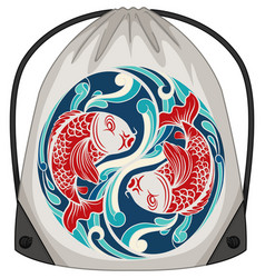 Drawstring Backpack With Koi Carp Pattern