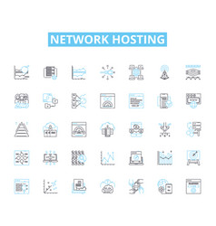 Network Hosting Linear Icons Set Cloud Server