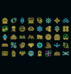 Crew Icons Set Neon