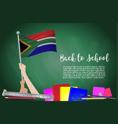 Flag Of South African On Black Chalkboard