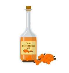 Sea Buckthorn Oil In Bottle With Cork