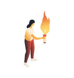 Woman Holds A Burning Torch