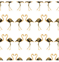 Art Deco Gold Flamingo Pattern Background