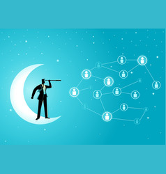 Businessman Standing On Crescent Moon