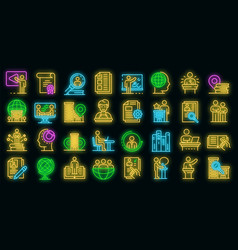 Internship Icons Set Neon