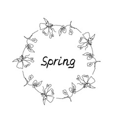 One Line Rose Flowers Wreath With Text Spring