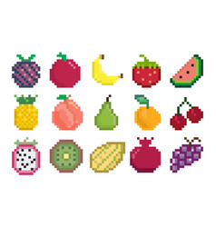 Pixel Icons Of Fruits And Berries