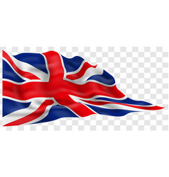 Realistic British Union Flag Wave On Grey