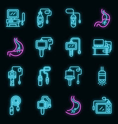 Endoscope Icons Set Neon