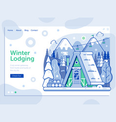 Ski Resort Landing Page With Winter Cabin