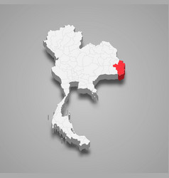 Ubon Ratchathani Province Location Thailand 3d Map