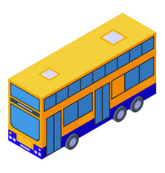 Yellow London Bus Icon Isometric Old Tour