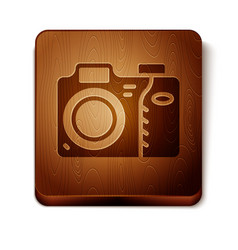 Brown Photo Camera Icon Isolated On White