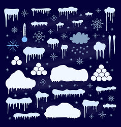 Set Of Doodle Snow Winter Decorations