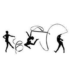 Rhythmic Gymnastics Lady With Ribbon Silhouette