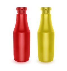 Set Realistic Bottles Ketchup And Mustard