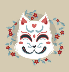 Hand Drawn Flat Design Kitsune Mask