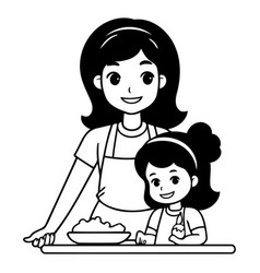 Mother And Daughter Cooking Together In A Flat