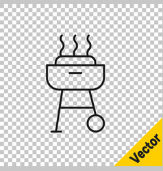 Black Line Barbecue Grill Icon Isolated