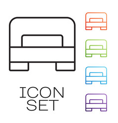 Black Line Big Bed For Two Or One Person Icon