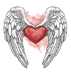 Hand Drawn Angel Wings Valentines Day