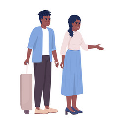 Couple Going On Vacation Together Semi Flat Color