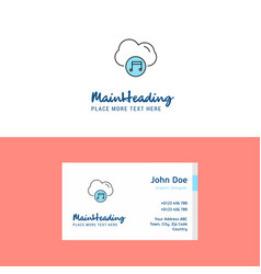 Flat Music On Cloud Logo And Visiting Card