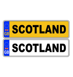 Uk Front And Back Number Plate With Text Scotland