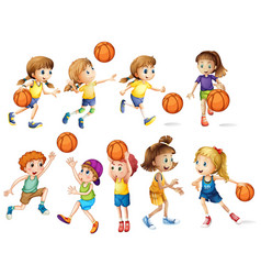 Girls And Boys Playing Basketball