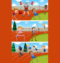 Scene With People Doing Track And Field Sports