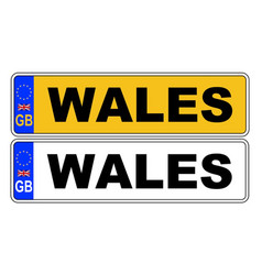 Uk Front And Back Number Plate With Text Wales