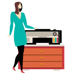 Business Woman Using Office Copier Icon