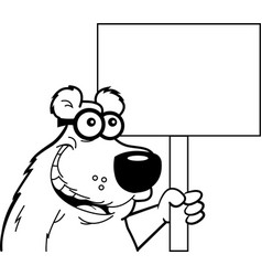 Cartoon Bear Wearing Glasses Holding A Sign