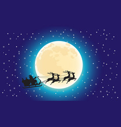 Santa Claus Flying On A Sleigh With Reindeers