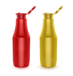 Set Realistic Bottles Ketchup And Mustard