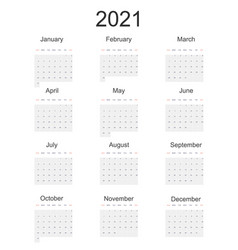 Simple White Wall Calendar Full 2021 Year