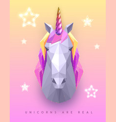 3d Polygon Paper Unicorn Head With Rainbow Horn