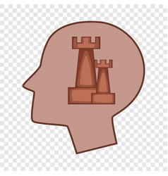 Castle Inside Human Head Icon Cartoon Style