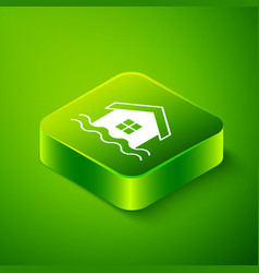 Isometric House Flood Icon Isolated On Green