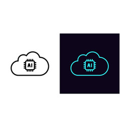 Outline Cloud Ai Icon With Editable Stroke Cloud