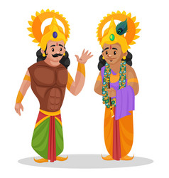 Arjuna And Lord Krishna Cartoon Character