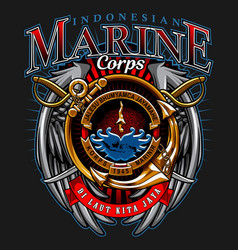 Indonesia Marine Logo With Sword And Wings