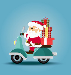 Santa Claus Driving Scooter Delivering Gifts